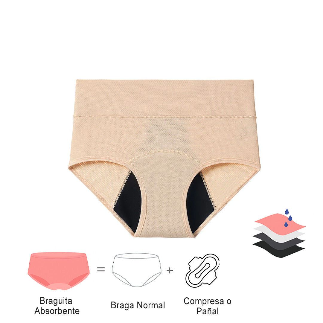 Bragas Absorbentes Antigufas Cintura Alta (Pack 3+1 Gratis)