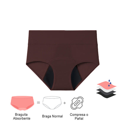 Bragas Absorbentes Antigufas Cintura Alta (Pack 3+1 Gratis)